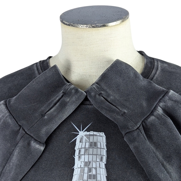 The Laundry Room Coca Cola Disco Print Sweatshirt Thumbholes Black Snow M NWT - Picture 4 of 15